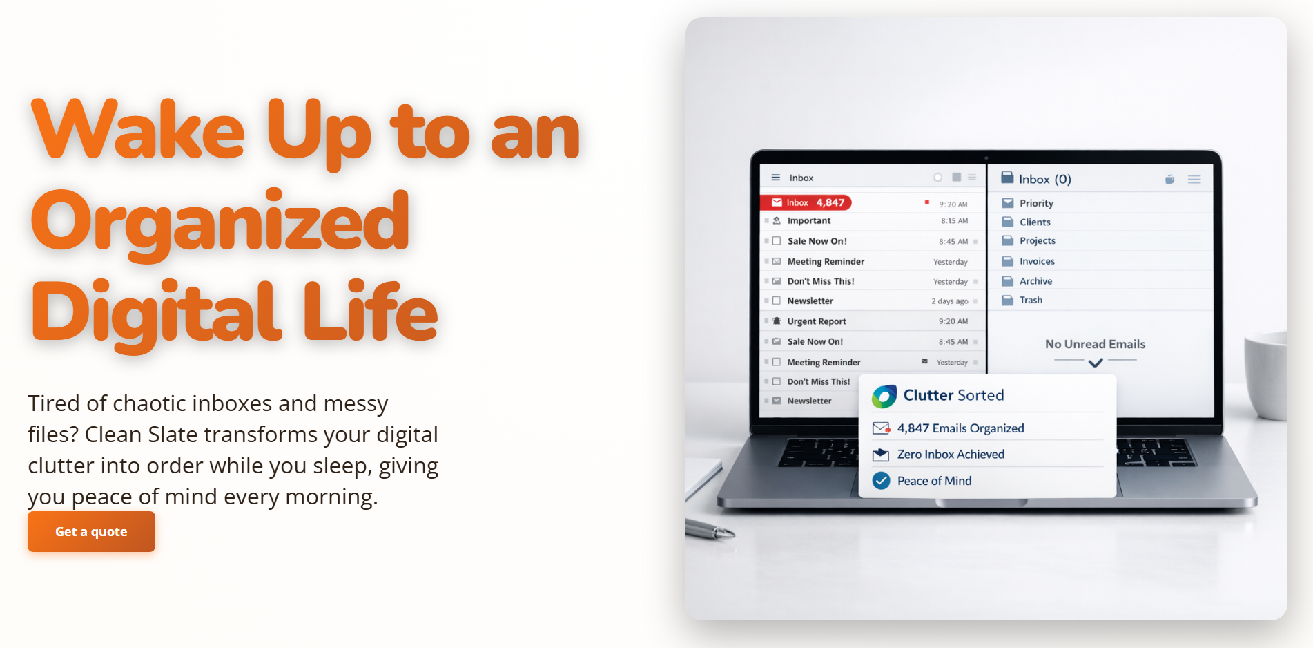 Clean Slate landing page