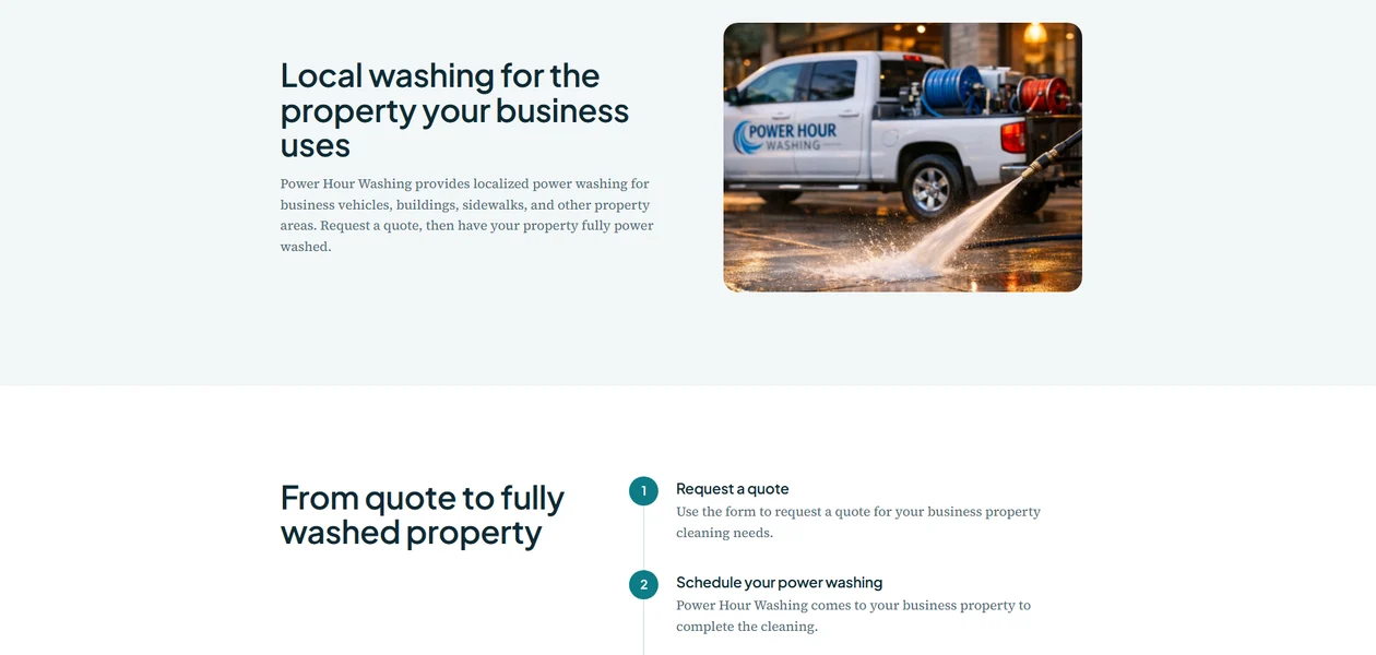 Power Hour Washing landing page
