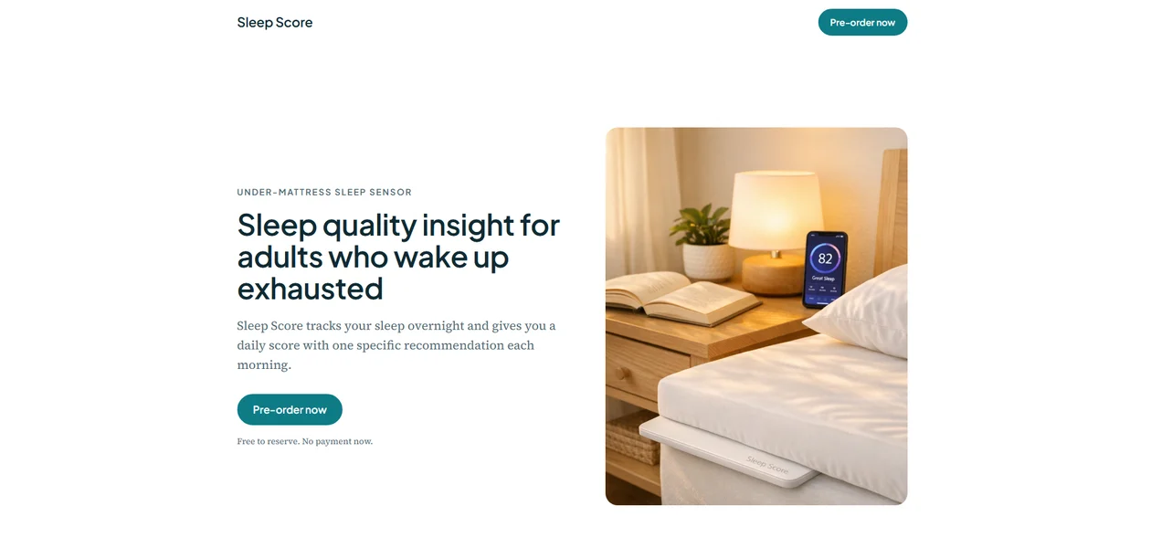 Sleep Score landing page