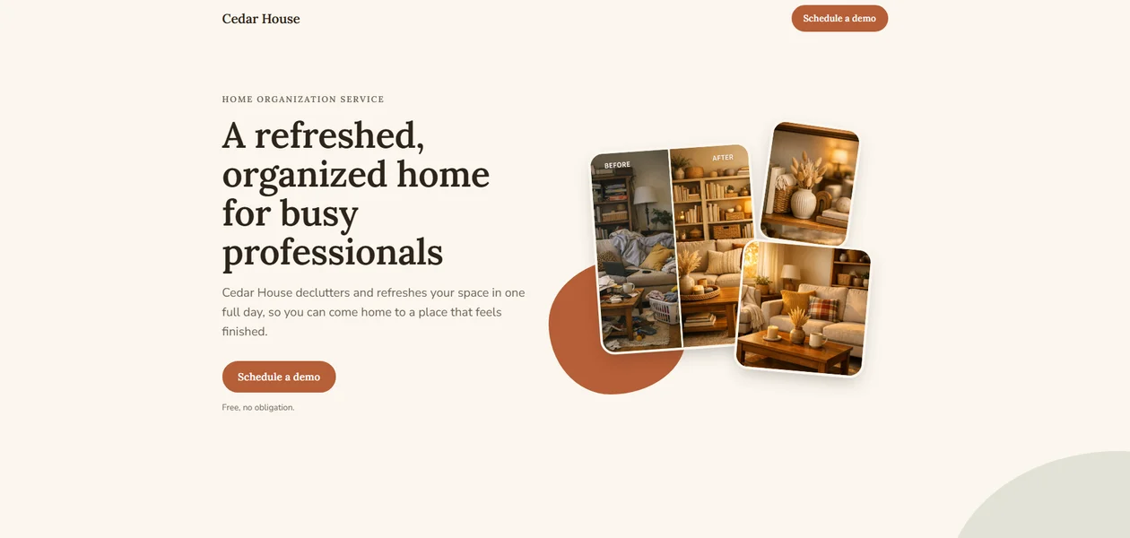 Cedar House landing page