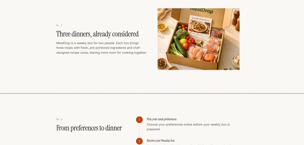 MealDrop landing page