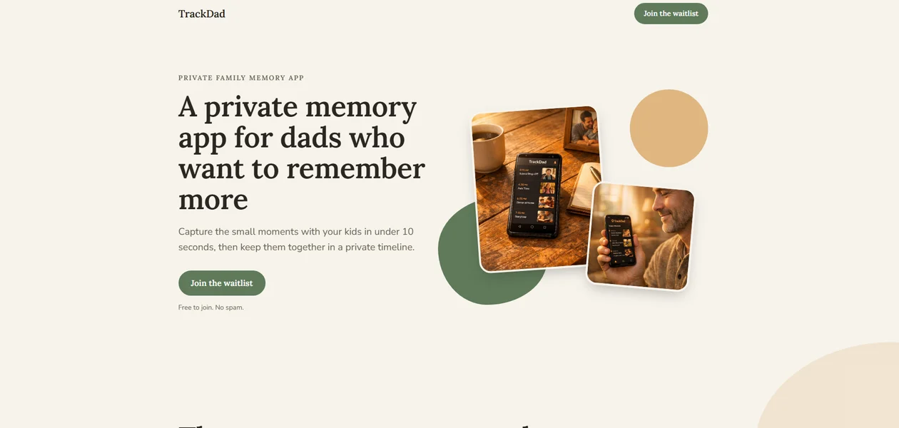 TrackDad landing page