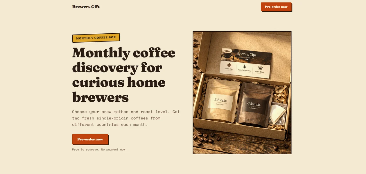 Brewers Gift landing page