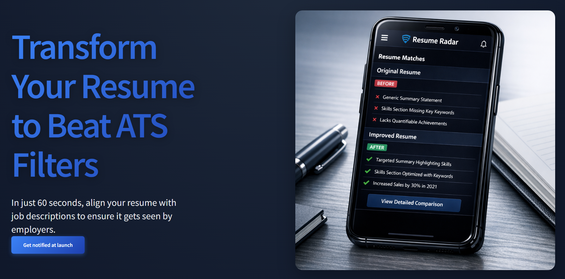 Resume Radar landing page